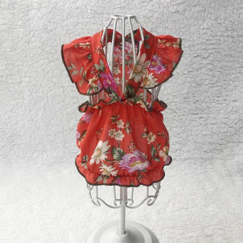 

Summer Dog Dress Cat Yorkie Skirt Pomeranian Yorkshire Terrier Shih Tzu Maltese Poodle Bichon Schnauzer Pet Clothes Dog Clothing XL червоний