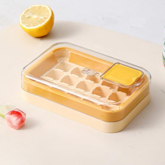 Press-Release Ice Cube Tray with Lid Food-Grade Silicone Popsicle Mold for Freezer Leak-Proof Stackable Ice Maker for Home Party