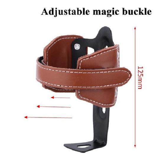 Neuer Retro Motorrad Fahrrad Flaschenbecherhalter Korb Braunes Leder Aluminium Anschraubbar