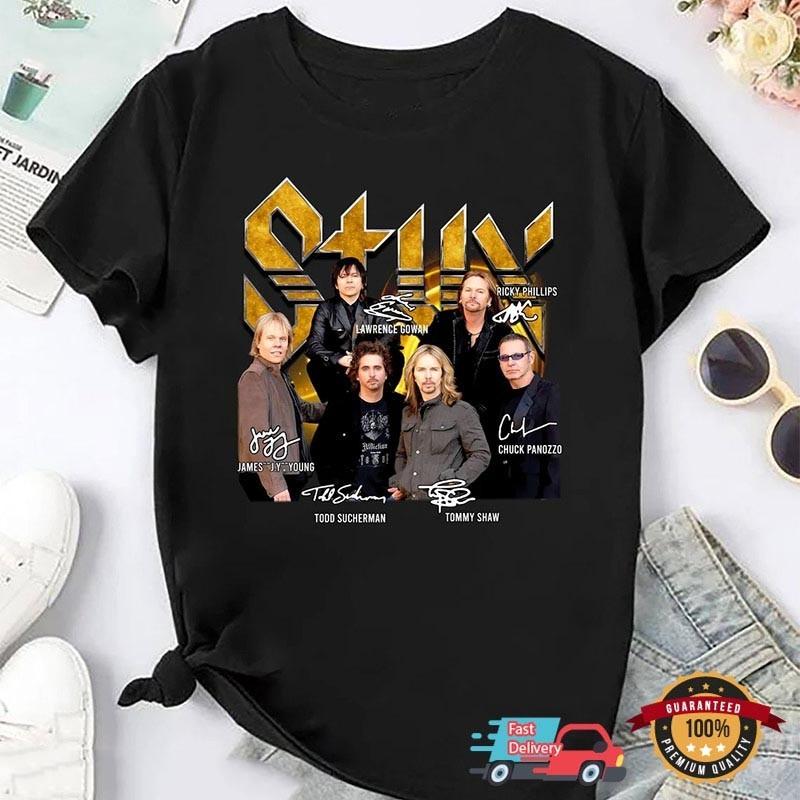 NEW Styx Band 2024 Tour Signatures Heavy Cotton Shirt Black S-5XL CM508 XXL