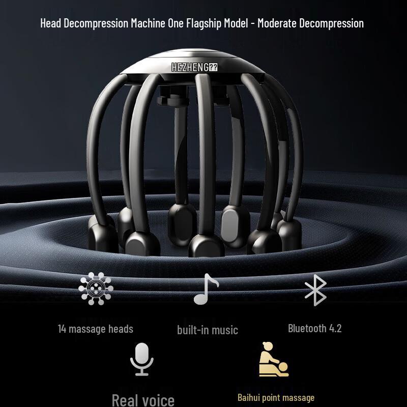 HEZHENG Multi-Dimensional Octopus Head Massager with Bluetooth Speaker CN Plug (adapter Included)