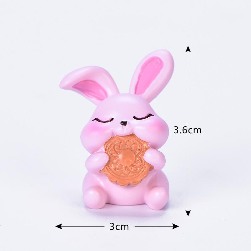 Mid-Autumn Festival Micro-landscape Ornaments Resin Handicrafts Mooncake Eating Rabbits Cute Animals Chef Rabbits