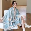 Literary imitation cashmere scarf women's autumn and winter new bamboo field flower jacquard shawl versatile simple warm scarf