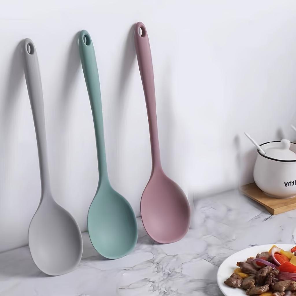 1pc Silicone Spatula, Food Grade Non Stick Cookware Safe, High Heat Resistant, Durable Kitchen Cooking Stirring Spoons