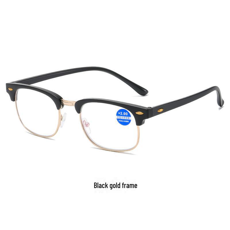Men's Retro Half-Frame Anti-Blue Light Reading Glasses 100-400° - Comfortable Eyebrow Design