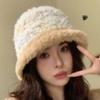 Korean Style Women's Thickened Warm Ear Protection Woolen Hat New High Quality Plush Color Matching Bucket Hat Fashionable Travel Trend