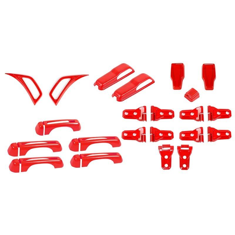 

ABS Автомобильная листовая панель Вентиляционное отверстие Украшение Стеклянная петля задней двери Крышка ручки задней двери для Jeep Wrangler JL 2018 Up 4-дверные внешние аксессуары красный