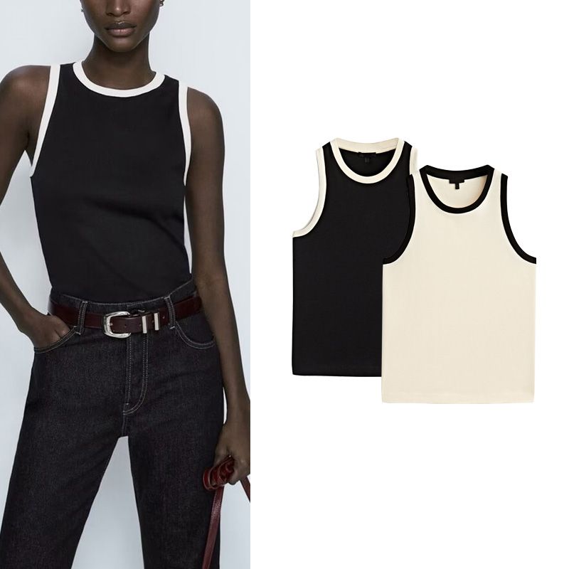 Spring New Top Silm Sleeveless Patchwork Vest MD