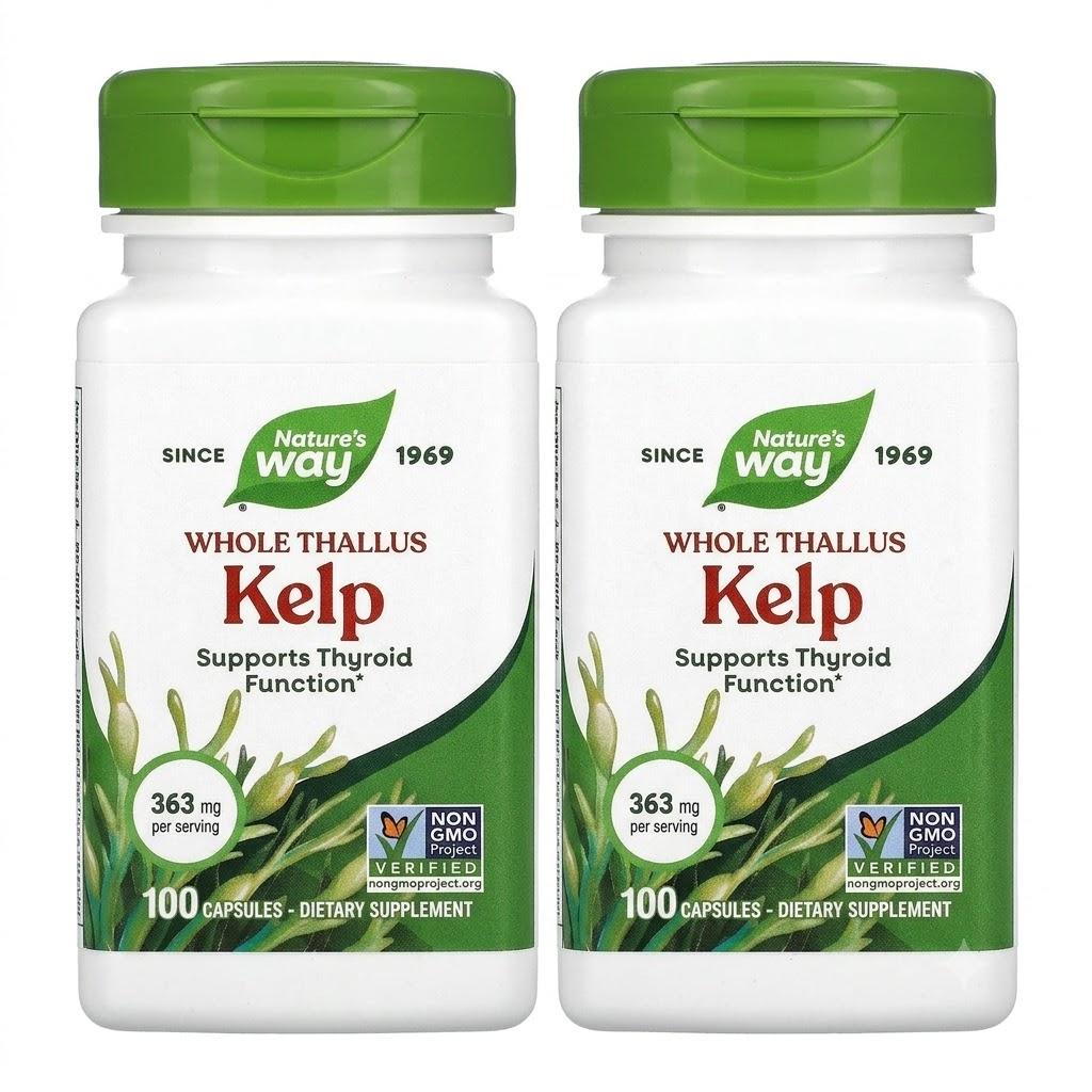 Nature's Way Kelp Whole Thallus 600mg Veggie Capsules, (100 / 180 Count)