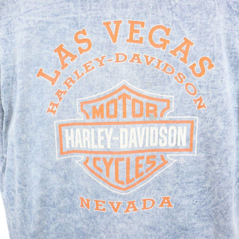 Harley Davidson Print Short Sleeve T-shirt L Blue Men's Used