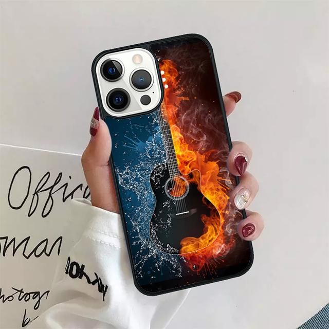 Retro Guitar Music Phone Case Back Cover for iPhone 17 Air 16 15 14 13 11 12 Pro Max Plus Shell Coque