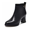 Leather boots women's new pointed waterproof table thick heel high heel fashion boots top layer cowhide cotton boots