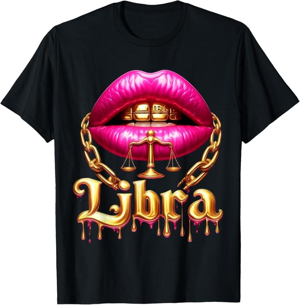 Libra Queens Birthday Pink Lips Afro Girls Libra Zodiac Sign T-Shirt XL