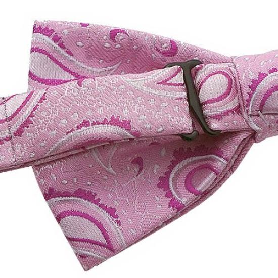 [Bowties.jp] Pink Paisley Pre-Tied Bow Tie, Adjustable Hook-Fastening Easy-Wear Bowtie, Elegant Traditional Formal Necktie for Men