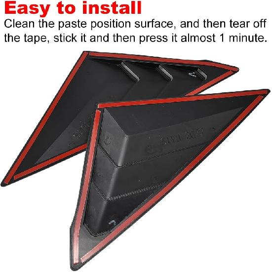 JSCARLIFE Rear Side Window Louvers Compatible with 2022-2025 11th Gen H-onda Civic, Racing Style Triangular Window Glass Blinds, Air Vent Scoop