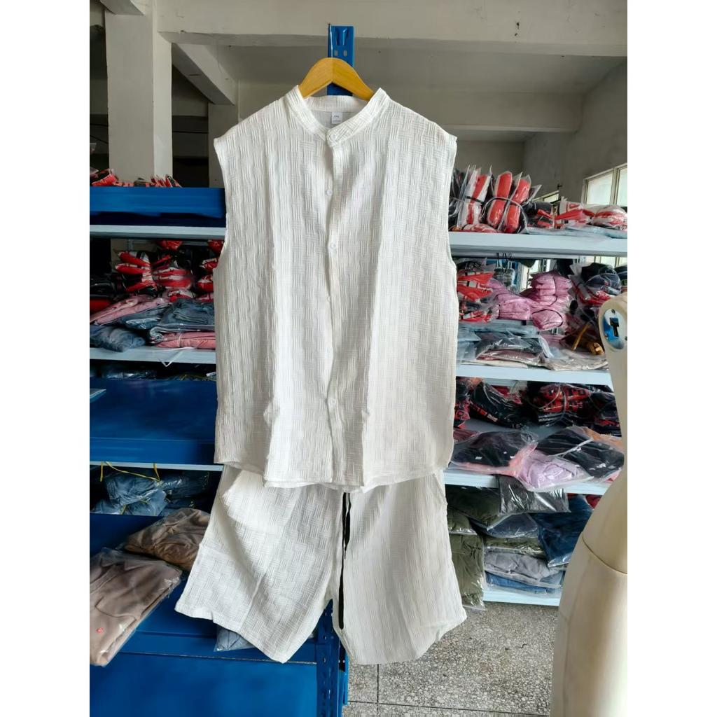 Set de Plajă Casual de Vară pentru Bărbați: Vesta Fără Mâneci Largă și Pantaloni Scurți