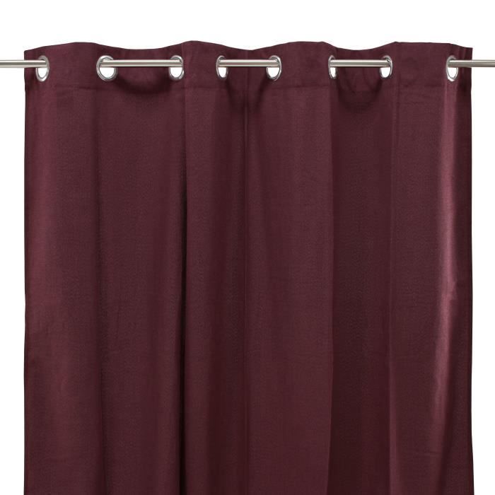COTTON LOOK - Denim-style Polycotton Curtain Perfect for Dressing Your Windows 140 X 250 Cm Burgundy Red