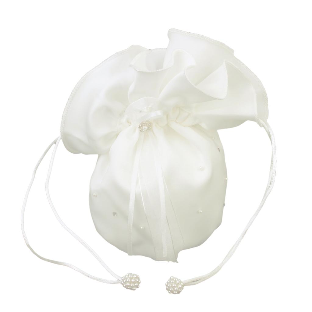 

Pearl Dolly Bag Satin Tribute Silk Bridal Handbag Designer Luxury Bag for Wedding Bridesmaid Flowergirl (20cm Max Length 30cm)