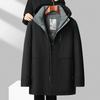 Winter Medium and Long Men's Down Jacket Business Casual Thermal Coat Hooded Middle-aged and Elderly Dad Jacket
