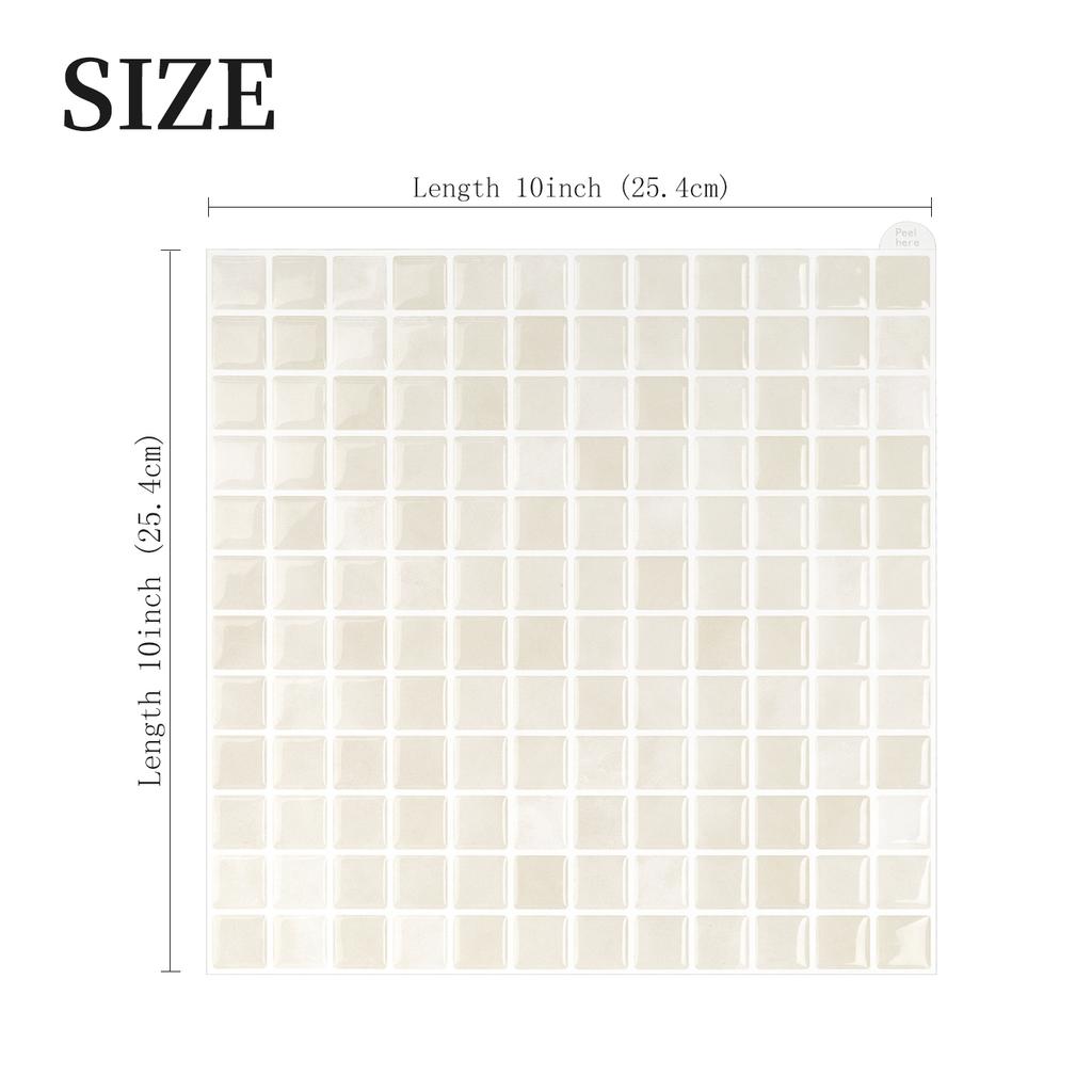 10pcs Strong Adhesive Peel&Stick Tile Stickers 3d Mosaic Vinyl Tiles Marble Wall Sticker Waterproof For Kitchen Bathroom
