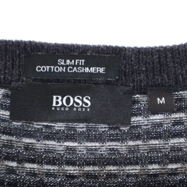 Hugo Boss Cashmere Blend Long Sleeve Sweater M Black X White Knit Men's Used