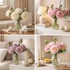 2 Heads Silk Peony Fake Flowers Silk Cloth Fake Flowers Bouquet  Table Centerpiece
