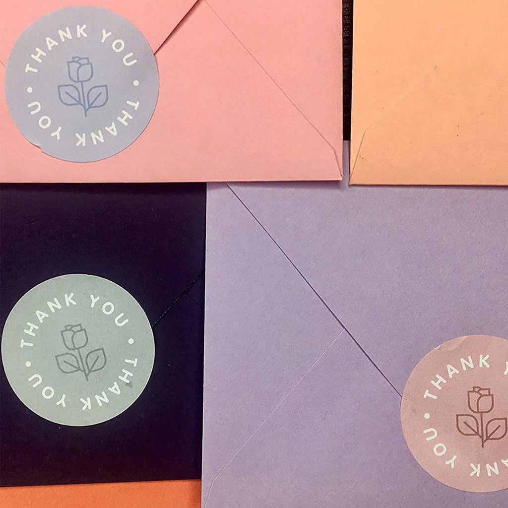 500 Stück/Rolle Danke Aufkleber Rose Runde Etikettenaufkleber Umschlag Geschenkverpackung Schreibwaren für Geburtstag Hochzeit Geschäft