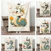 Illustration Cartoon Dragon Throw Lightweight G Flannel Blanket Soft Skinfriendly for Summer Cooling