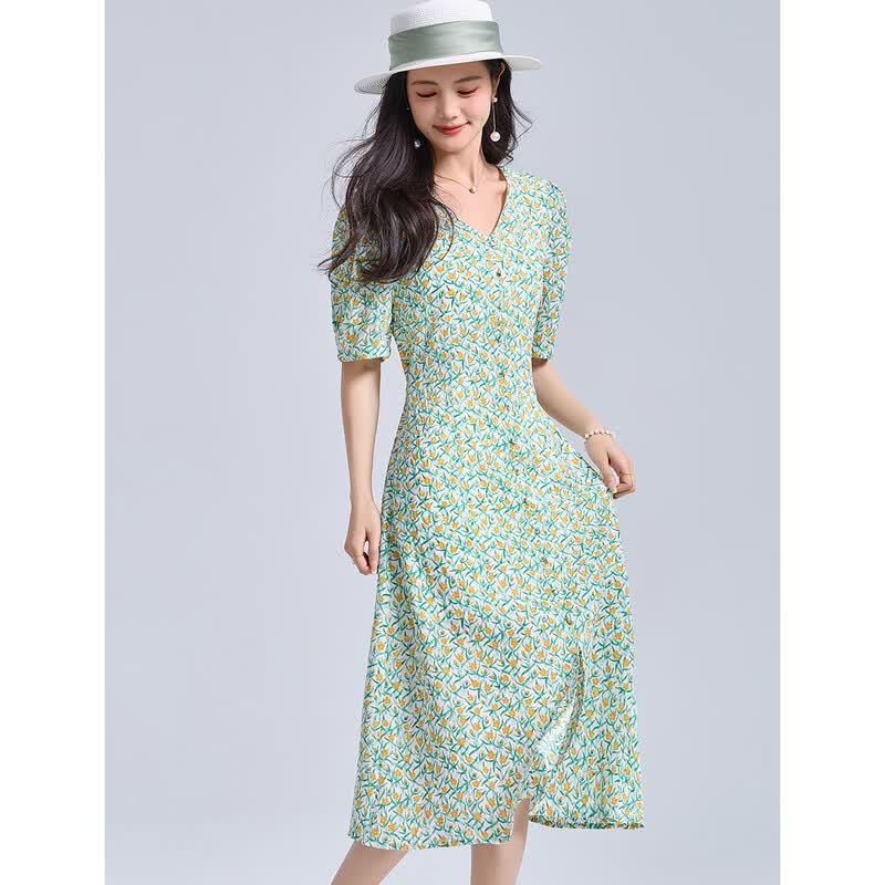 ORIGIN Women s Printed Puff Sleeve A-Line Dress M