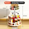 Rotation Condiment Rack Multifunctional Carbon Steel Flavour Storage Tray Round Seasonings Spice Organizer for Kitchen