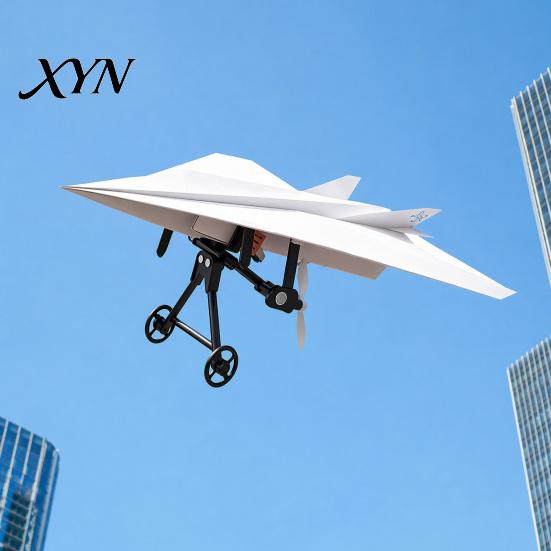 DIY Paper Plane Set RC Airplane Kit, Remote Control Electric Module with Gyro Aircraft Launcher Component Stabilizer, Dual Propellers, for Beginner