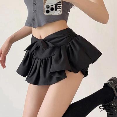 Sweet Cute Bow Mini Skirt for Women Sexy Lolita Ballet Style Black Shorts Skirt Girls Summer Fashion Streetwear Y2k Clothing