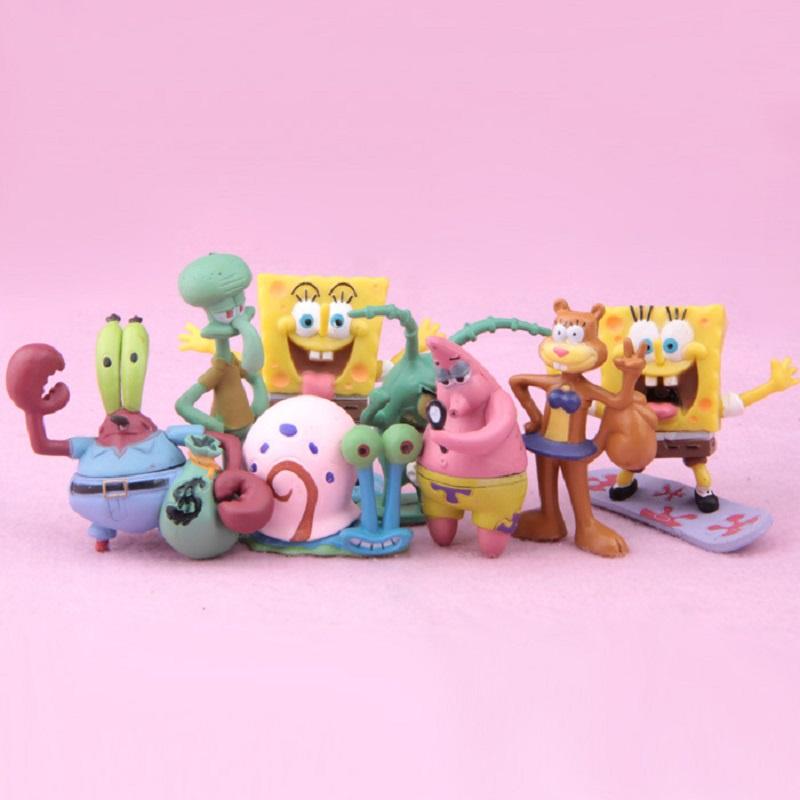 Versatili 8 Pezzi Figure Giocattoli di Spongebob Squarepants Con Patrick Stella e Calamardo