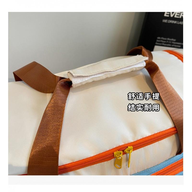 Fashion Contrast-color Diagonal Fitness Bag Large-capacity Travel Hand Luggage Light Outing Short Business