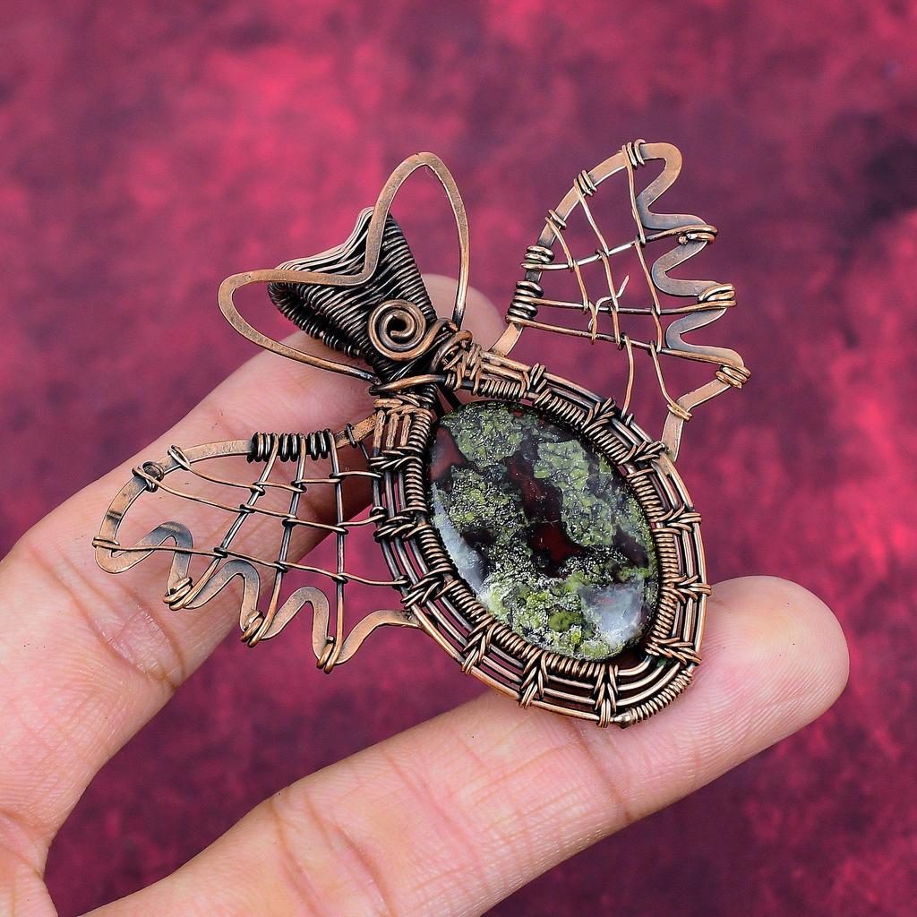 Drachenblutstein Anhänger Kupferdraht Gewickelt Schmetterling Anhänger Edelstein Schmuck