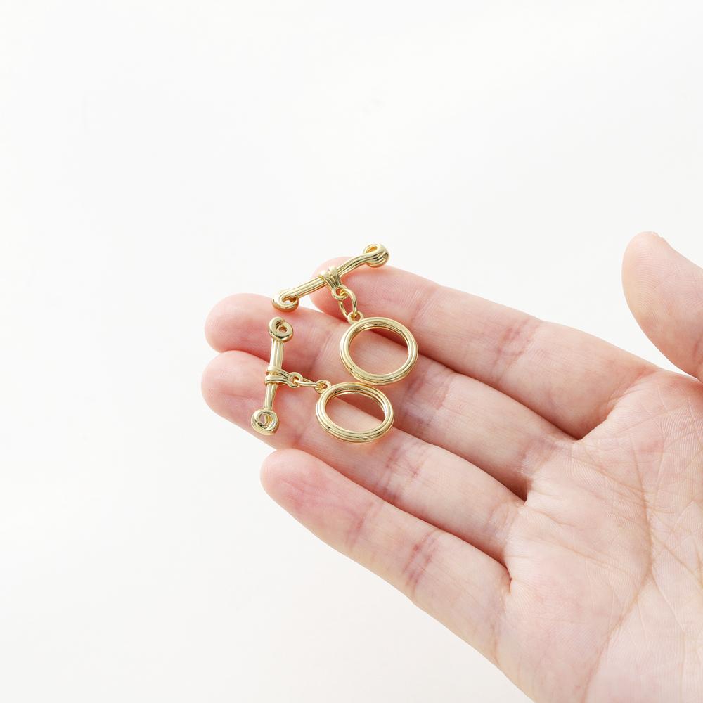 4pcs/lot 14K 18K Gold Color Plated Balance Round OT Buckle Clasps Bracelet End O Toggle Connection ClaspsFor DIY Jewelry Finding