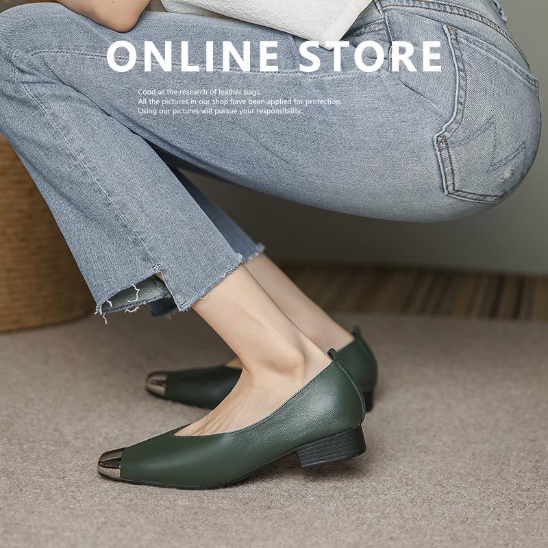 

2024 Новые повседневные женские туфли из коровьей кожи с низким вырезом: Зрелый стиль, Низкий каблук, В наличии 40 коричневый