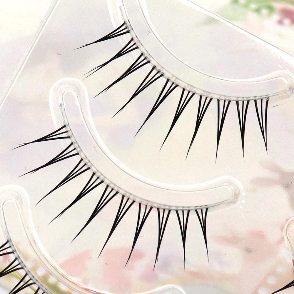 Saeda Ayare Ray 02 Fine Pointed Tail False Eyelashes - Japanese Cluster Style, Sakura Girl, Transparent Band