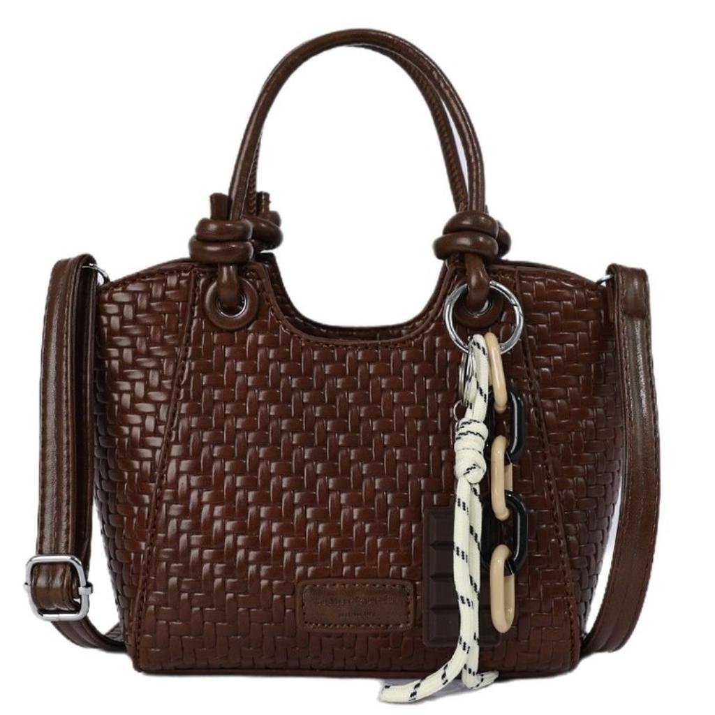 Xeie Thuk Handbag Women PU Leather Woven Texture Crossbody Daily Commute