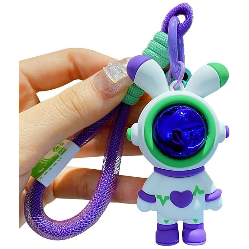 

[LeChengMM] Cool idea astronaut love rabbit key chain, car key chain, backpack strap for men and women. (purple)
