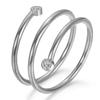 Stainless Steel 15MM Rhinestone Coil Open Ring - Versatile, Stylish European & American Design for Women
