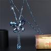 Fashion Crystal Beaded Tassel Pendant Necklace Long Sweater Butterfly Chain Women Jewelry Gift