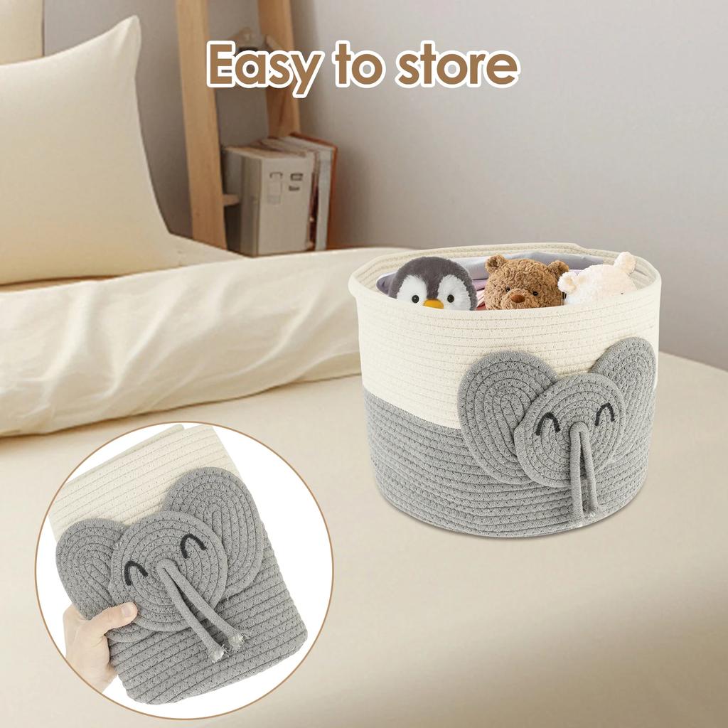 Elephants Cotton Rope Basket Woven Basket Organizer Decorative Toy Cute Basket Soft Toy Storage Woven Basket Sundries Organizer
