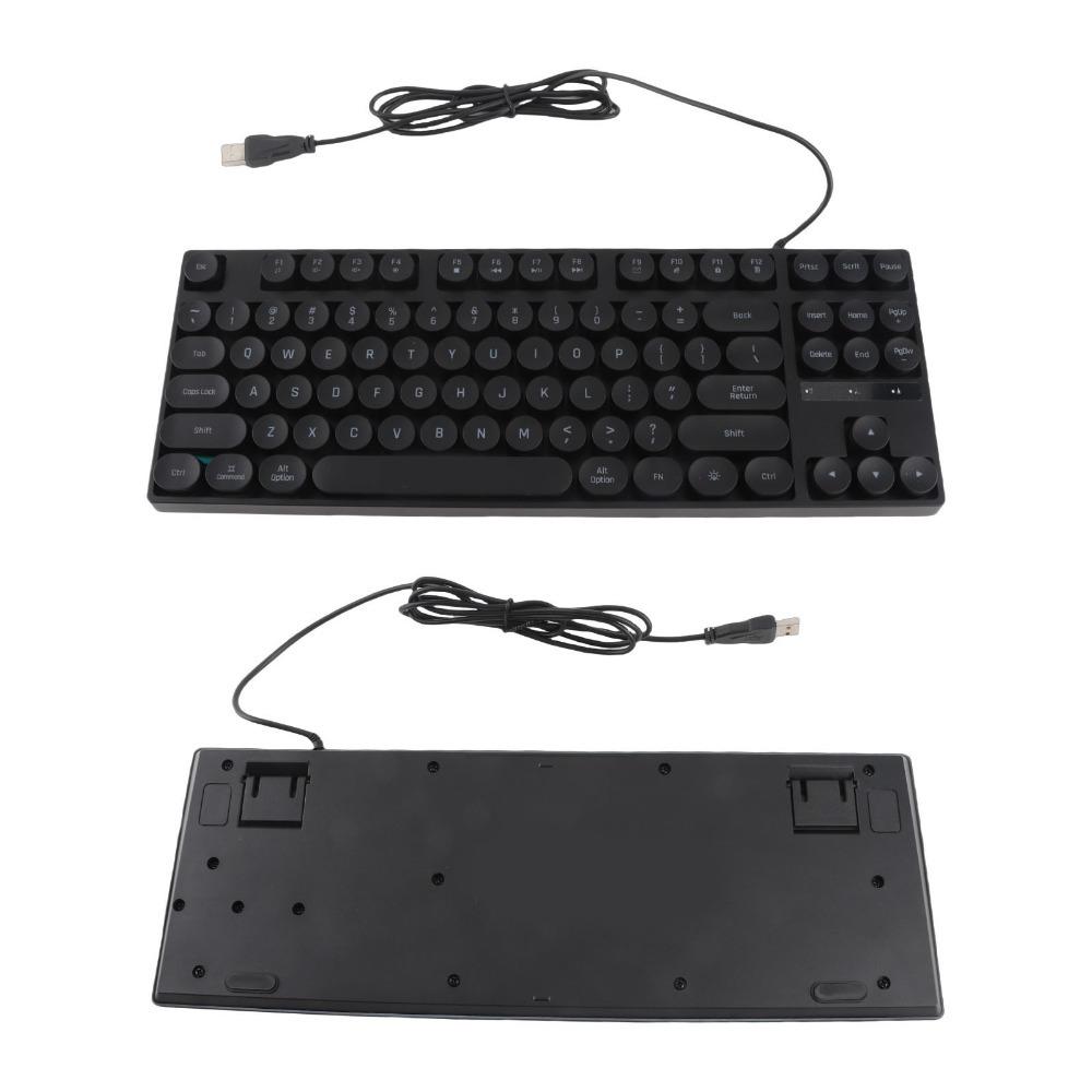87 Keys USB Wired Keyboard Round Keycaps Typewriter Keyboard Durable Mechanical Keyboard Laptop