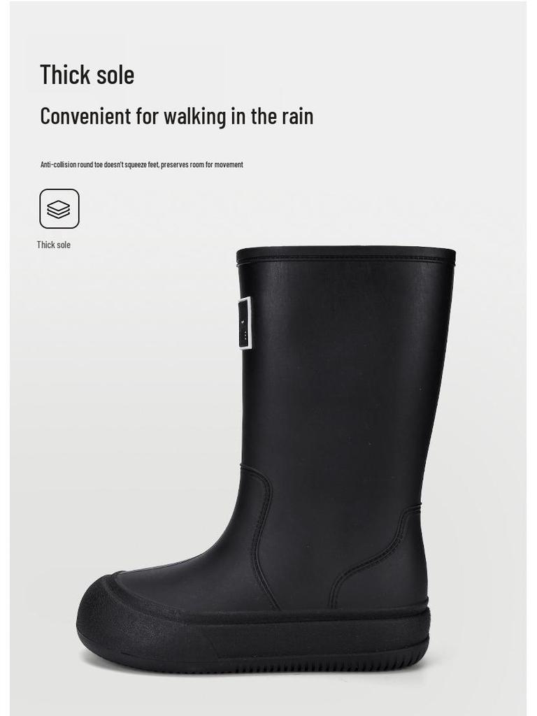 Women's High-Top Non-Slip Velveteen-Lined Waterproof Rubber Rain Boots