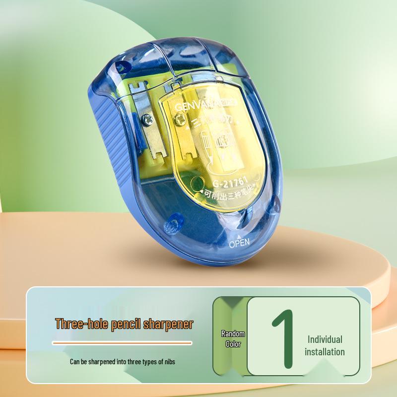 Jin Wannian Large-Caliber Wood-Grip Three-Hole Pencil Sharpener
