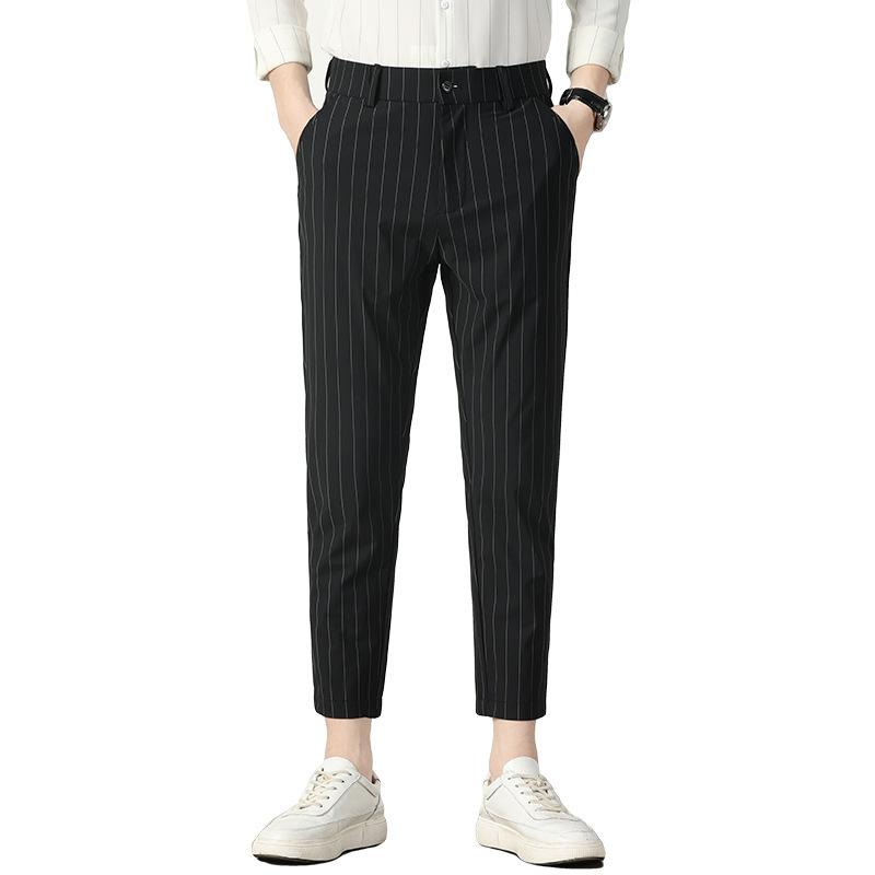 Korean version of the men's striped trousers spring new trend of casual small suit trousers nine Western trousers