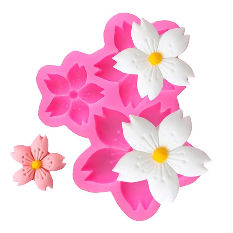 1Pc 3 Cavity Sakura Flower Shape Silicone Mold Sun Flower Fondant Chocolate Birthday Cake Decoration Baking Home Mold