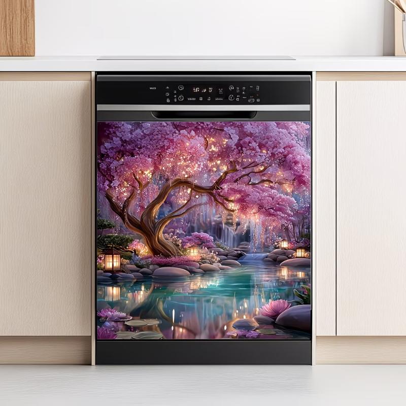Kühlschrankaufkleber Küche Blumen-Tier-Design Abnehmbar Klebend Spülmaschinen-Aufkleber Wasserdicht Dekorative Kunst