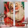 2pcs,2D Plane Printing Light Filtering Curtains Santa with Red & Green Holiday Colors Durable 100% Polyester Fabric (without